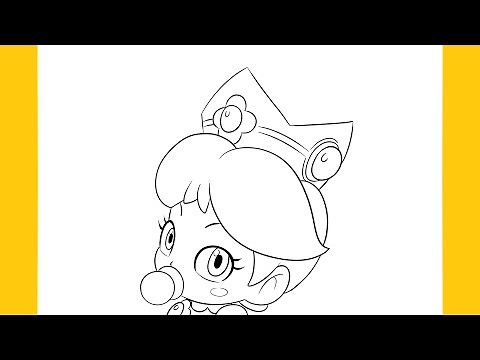 How to draw Baby Daisy with guidelines step by step (Super Mario Bros.)