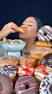 Let’s try a donut mukbang! How many donuts can you eat? Donut mukbang with glazed, powdered, and chocolate filled treats. Watch me bite into soft fluffy donuts, chewy textures, and creamy fillings with every crunch. Sweet dessert lovers will enjoy the icing drips, chocolate glaze, powdered sugar, and jelly oozing out. A full donut eating challenge showing classic glazed, sprinkles, Boston cream, jelly donuts, and maple bars. Perfect for foodies who love sweet snacks, dessert eating shows, and AS