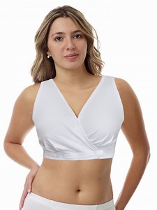 Underworks Arthritis Hook and Loop Front Closure Sleep and Leisure Bra - Breastfeeding Bra White 3X-Large
