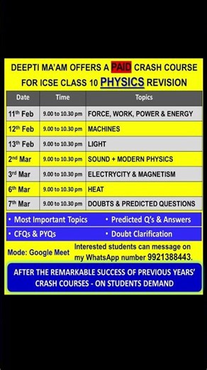 PHYSICS CRASH COURSE | ICSE BOARD 2026 | CLASS 10 | ON POPULAR DEMAND