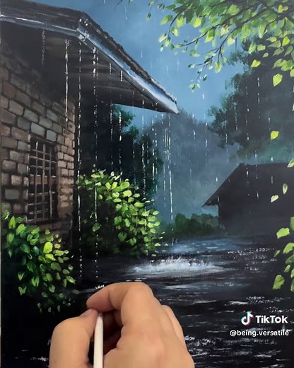 Creating a Peaceful Rainy Evening in Acrylics