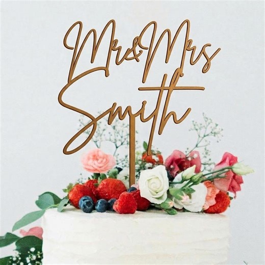 Wooden Mr & Mrs Cake Topper for Couples, Wedding, Anniversary, Personalized Cake Topper, Rustic Wedding Decoration, Engagement - Etsy