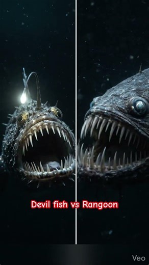 Nature's Most Terrifying Duel: Devil Fish vs Fangtooth #deepsea