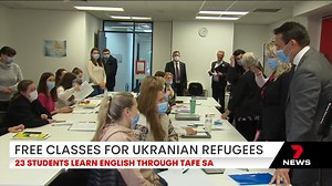Around two dozen Ukrainian refugees who have resettled in South Australia are immersing themselves in the English language thanks to free classes run through TAFE SA. 7NEWS Adelaide at 6pm | www.7NEWS.com.au #7NEWS | 7NEWS Adelaide