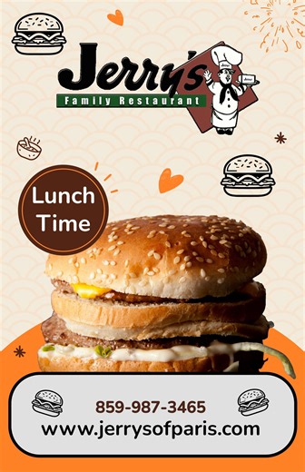 Mid-day cravings hitting hard? 🍔 There’s only one way to fix that. Swing by Jerry’s Restaurant for the lunch you’ve been thinking about all morning. Whether you're taking a quick solo break or bringing the whole office, we’ve got a table waiting for you. Come see why we're the local favorite for a reason! | Jerry's Restaurant
