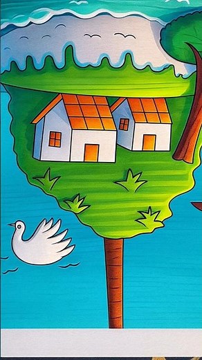 village river scenery drawing | beautiful village scenery drawing | easy drawing | drawing