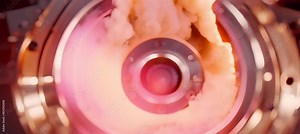 in-depth view of fire and flame in engine combustion chamber Stock Video