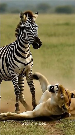 Intense Fight Between Lion and Zebra in African Jungle #wildlife #zebra #lion #fight