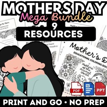 Mothers Day Activities Bundle | Questionnaire, Crafts, Writing, Reading, Escape