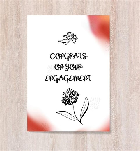 Congrats on Your Engagement Card, Floral Engagement, Eros Engagement Card, Printable Engagemenet Card, Download Congrats on Engagement Card - Etsy