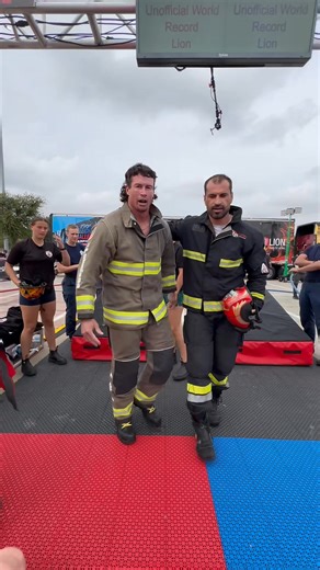 An amazing race between Jake Lanier of Pelham (AL) Fire Department and Aleksandr Baran of State Emergency Service of Ukraine in this afternoon’s Individual Men’s Under Age 40 Category World Championship. Presented by our proud partners at Dallas College, this event is also made possible thanks to support received from: City of Farmers Branch, Dallas Sports Commission, SERVPRO, Task Force Tips, 3M Scott Fire & Safety, NASCO Healthcare, Snap-Tite Hose, LION, DuPont Kevlar Nomex, and many more. We 