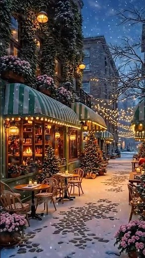 Cozy Winter Coffee Shop Jazz 🎄 Warm Fireplace & Christmas Village Ambience for Relax & Focus