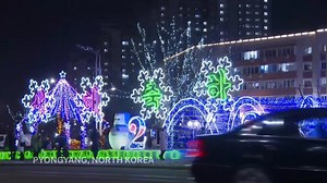 North Koreans celebrate the new year with decorations in Pyongyang