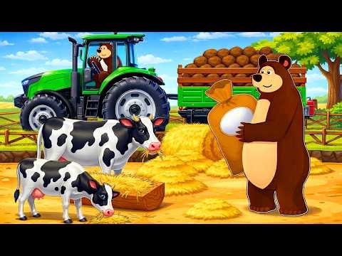 Farm Work: Cleaning Dairy Cow Barn 🐄🧹🚜 | Real Farm Animation