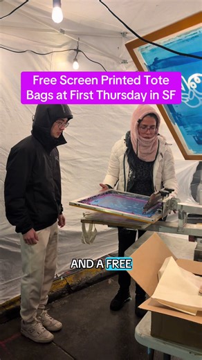 Free Screen Printed Tote Bags at First Thursday Event
