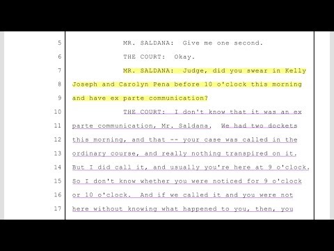 Ex parte communication example: Judge Sandra Peake, 257th Court Harris County, Texas