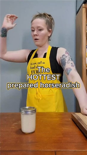 Mustard Queen on Instagram: "Making your own prepared horseradish is super easy, but it's an experience, so maybe grab goggles? Mustard and horseradish are not only in the same plant family, but they're the only condiments that are "prepared." Cold water and timing is necessary for hot mustard and hot horseradish production. #MustardQueen #ketchupisgarbage #FoodtokTV"