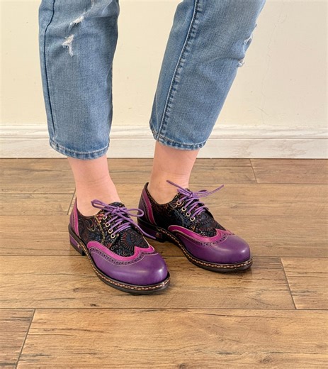 Vintage 1940s Two-tone Oxford Shoes | Real Leather & Fabric Saddle Shoes | Women's Retro Lace-up Flats - Etsy