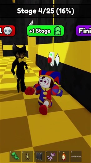 CUTE POMNI KILLED BY BENDY'S PRISON RUN! (OBBY) #roblox #scaryobby #shorts #obby