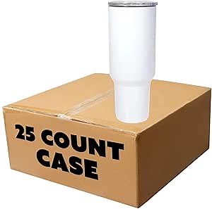 makerflo 40 oz White Sublimation Blank Tumbler Pack of 25 with Lid and Straw | Craft-Ready for DIY Gifts & Personalization (Sublimation, Epoxy, UV DTF, Vinyl, and Laser Engraving)