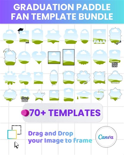 70+ Graduation Paddle Fan Template, Canva Editable Paddle Fan, Custom Grad Photo Fan, Hand Fans, Class of 2026, Grad Paddle Template, Grad - Etsy