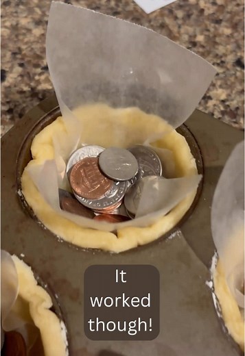 Tis the season of making tart shells. I don’t have weighted baking beans, but I do have coins! #bakingproblems #bakingsolutions #blindbaking #dietitian #top10weightloss