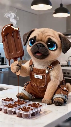 This Pug has a sweet plan! 🤫 He buys ONE GIANT chocolate popsicle… and shares it with EVERYONE! 🐶🍫🍦