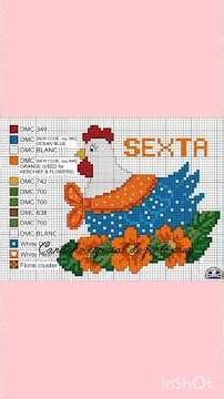 PONTO CRUZ SEMANINHA 🐔🫖🌶🍓🍒 gráfico de ponto cruz pano de prato SEMANINHA