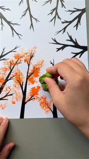 Make a beautiful autumn painting with broccoli #fblifestyle #creativepainting | Art, Crafts and Journals