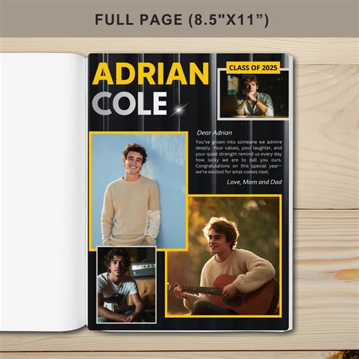 Yearbook Ad Template - Full Half Quarter Page , Senior Yearbook Ad Canva Template , Graduation Tribute Page , Editable Yearbook Ad , M-16