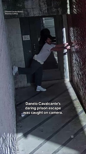 Footage shows convicted murderer Danelo Cavalcante crawling his way up two walls before pushing through razor wire to escape a Pennsylvania prison. Authorities say they won’t give up until they have him in custody. #news #crime