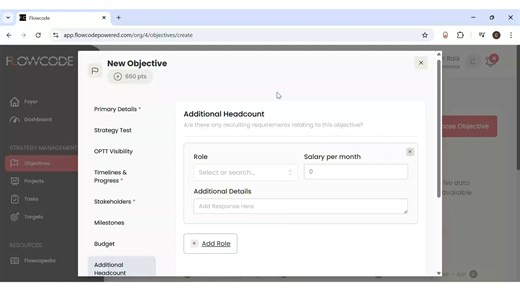Flowcode - Objectives - Additional Headcount