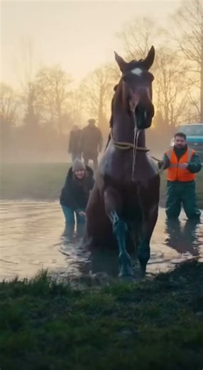 Horse Rescue from River People Work Together Ultra Realistic Cinematic 🐎🌊