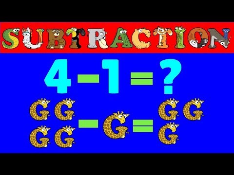 Learn Subtraction from 1-10 with Alphabetimals / Math Subtraction 1 Table with Animals / easy math