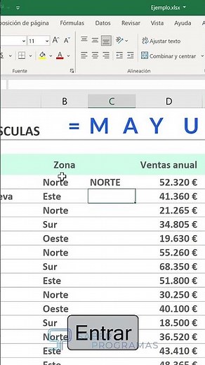 Cómo PASAR a MAYÚSCULAS en Excel ✅ #shorts