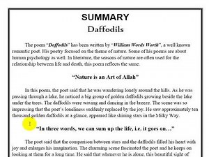Summary Daffodils - 9th Class