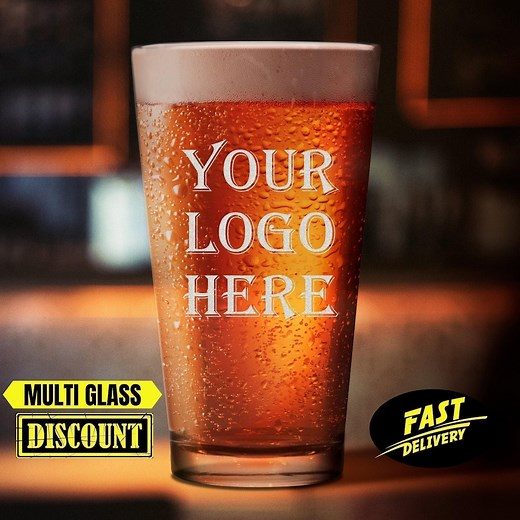 Custom Pint Glass, 16oz Personalized Beer for Corporate Gifts and Bulk Giveaways - Etsy