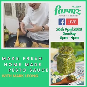 1.2K views · 41 reactions | Let's make some Fresh Homemade Pesto Sauce together! Download your sponsored recipe by registering here https://www.farmzasia.com/CookAlongLive | Dr. Mark Leong | Facebook