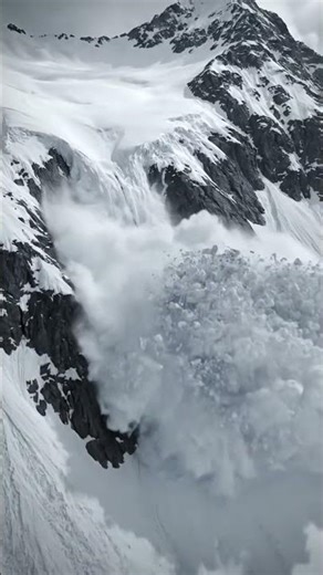 Avalanche Racing Down Alpine Slope #shorts