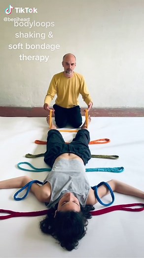 #bodyloops shaking & soft bondage ritual therapy. A spontaneous healing session emerged during our community practice photo shoot last week. #somatichealing #shibari #embodiment #healingarts #shakingistherapy #softbondage