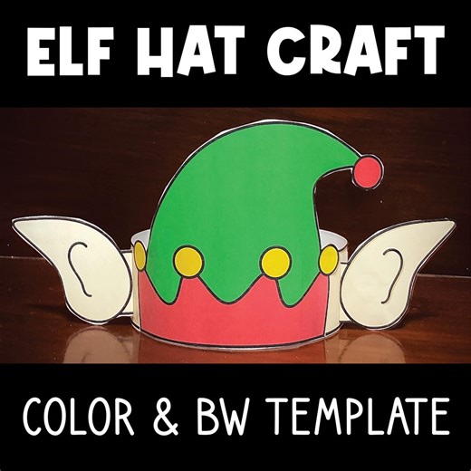 Elf Hat Craft Template | Christmas Headband Printable | Holiday Kids Craft Activity - Etsy