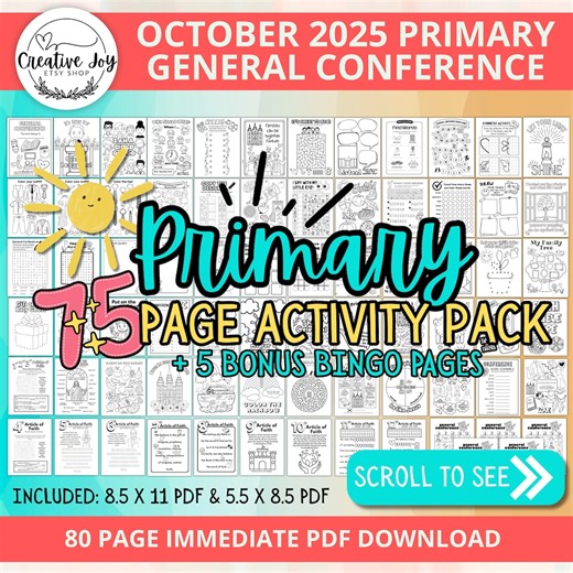 Primary LDS General Conference Packet October 2025 | 80 Fun Activities for Kids | Coloring, Games & Worksheets | Instant Digital Download - Etsy