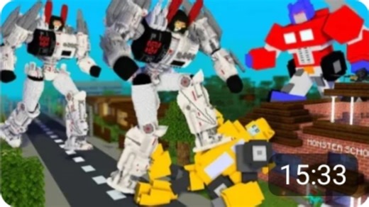 MC动画Monster School:Robot Transformers metroplex Clones Attack