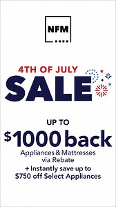 Celebrate the Fourth of July  with our incredible deals. Get ready to save big on your favorite products as we kick off a spectacular sale event that you won't want to miss. | NFM | Facebook