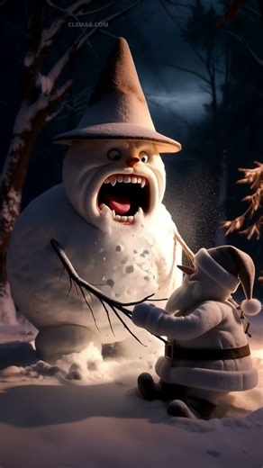 Snowman Transformation CAUGHT on Video 😶‍🌫️➡️👹 #transformation #morph #monsterart #horroredit #sh