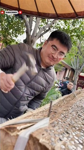 nail into the wood challenge viral video 🤣 #funny #funnyvideo
