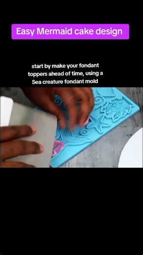 Easy Mermaid Cake design using Buttercream frosting with fondant toppers | Baking with Amari