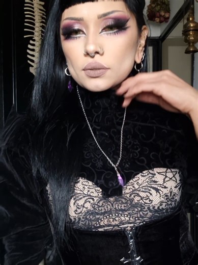 Obsessed with these purple crystal piercings and necklace from @Punkyouth 💜 Elegant, lightweight and perfect for gothic looks. Which piece do you like most the piercings or the necklace? ✨ #jewelrytips #accessories #creatorsearchinsights #gothfashion #darkstyle