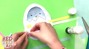 Printable Easter Chick Card with Woven Egg - Red Ted Art