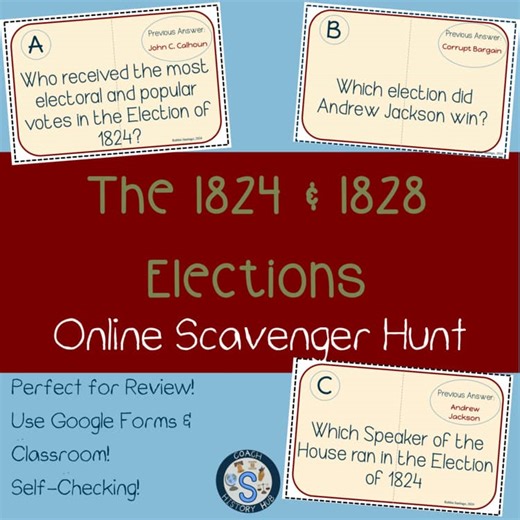 1824 1828 Elections Digital Centers Interactive Scavenger Hunt Game Activity